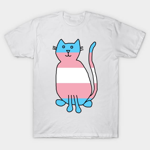 Transgender Pride Flag Cat T-Shirt by ellenhenryart